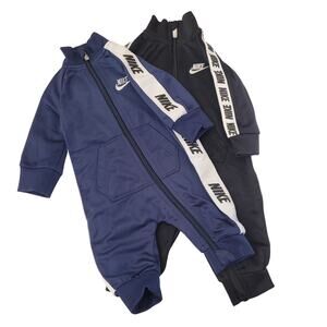 Nike Baby Tracksuit Set NB & 3M Navy Black Zip Jumpsuits Sporty Baby